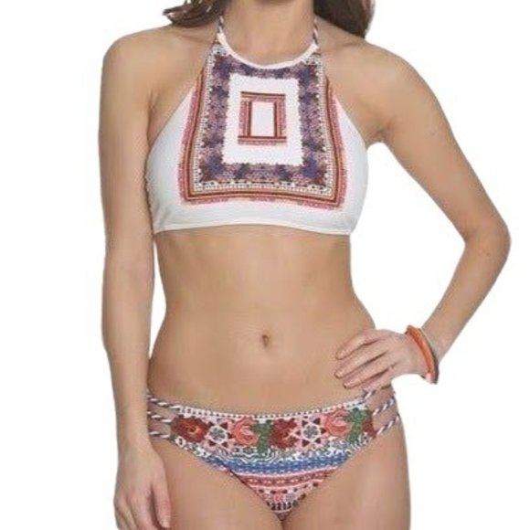 Women Two-Piece Swimsuits High Neck Tops & Brief Bottoms Multi-color - Picture 11 of 16